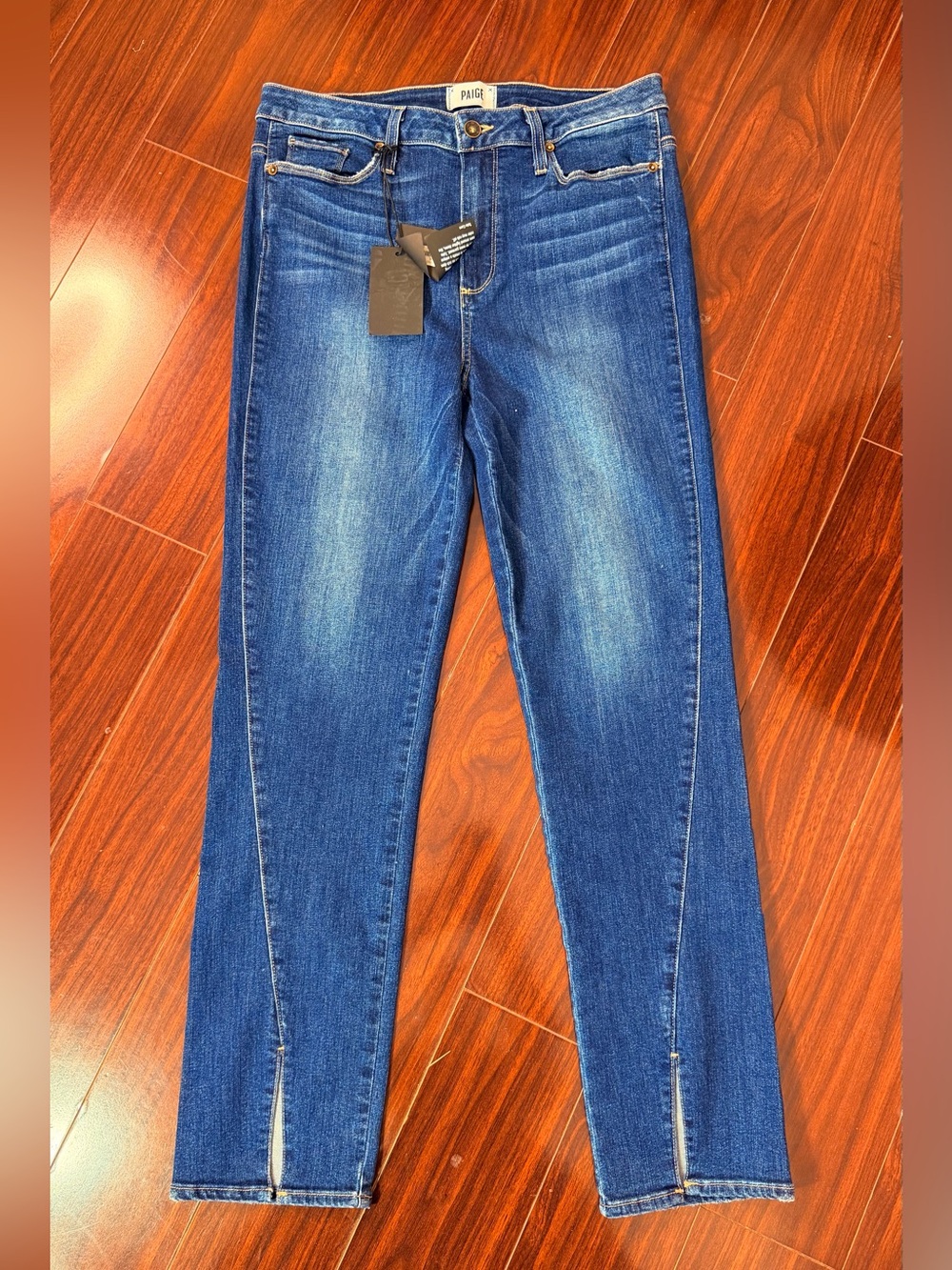 PAIGE Blue Skinny Jeans with Subtle Fade - Women's